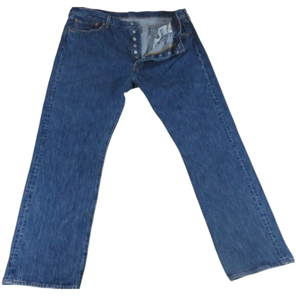 Levis 501 Original Fit Jeans Men 40x32 Dark Stonewash Blue Denim Button Fly Coat